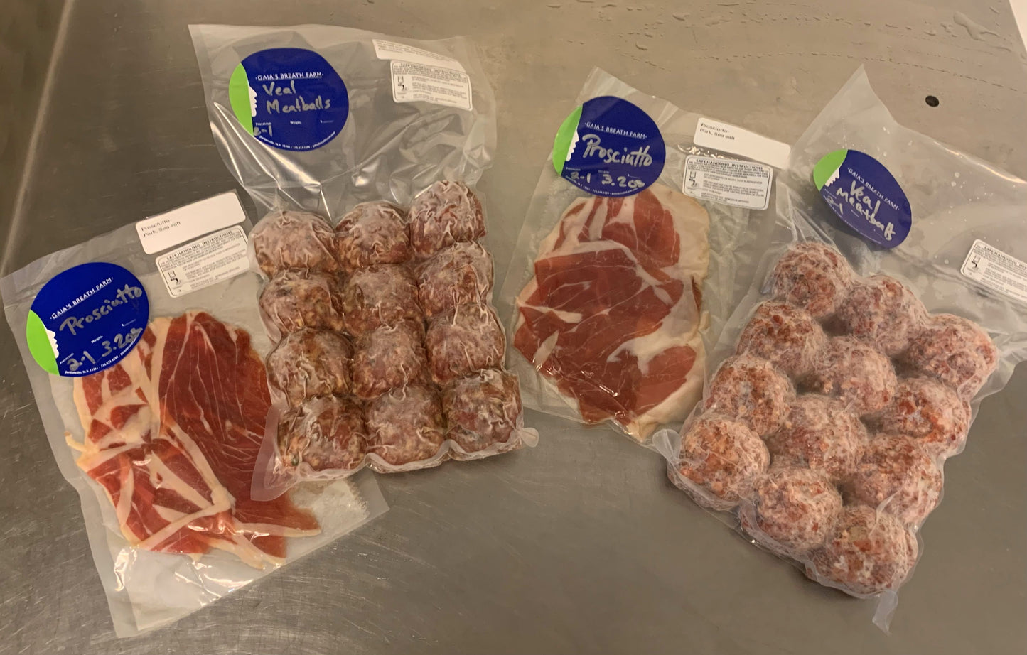 Veal meatballs & prosciutto - 2 packs each